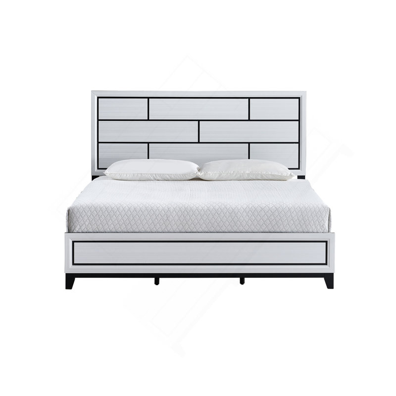 Lit Glasgow G04390A-QB (matelas non inclus), Blanc, Très grand lit