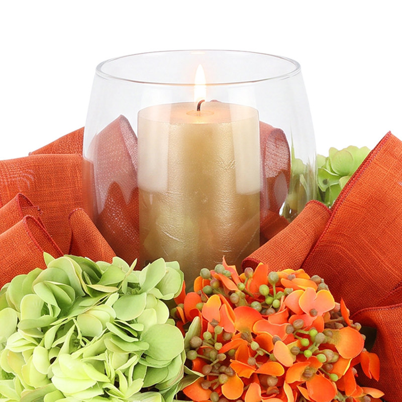 Hydrangea Fall Centerpiece with Candleholder