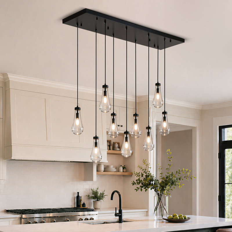 Luminaire suspendu en verre épais à 9 lumières Ginsburg