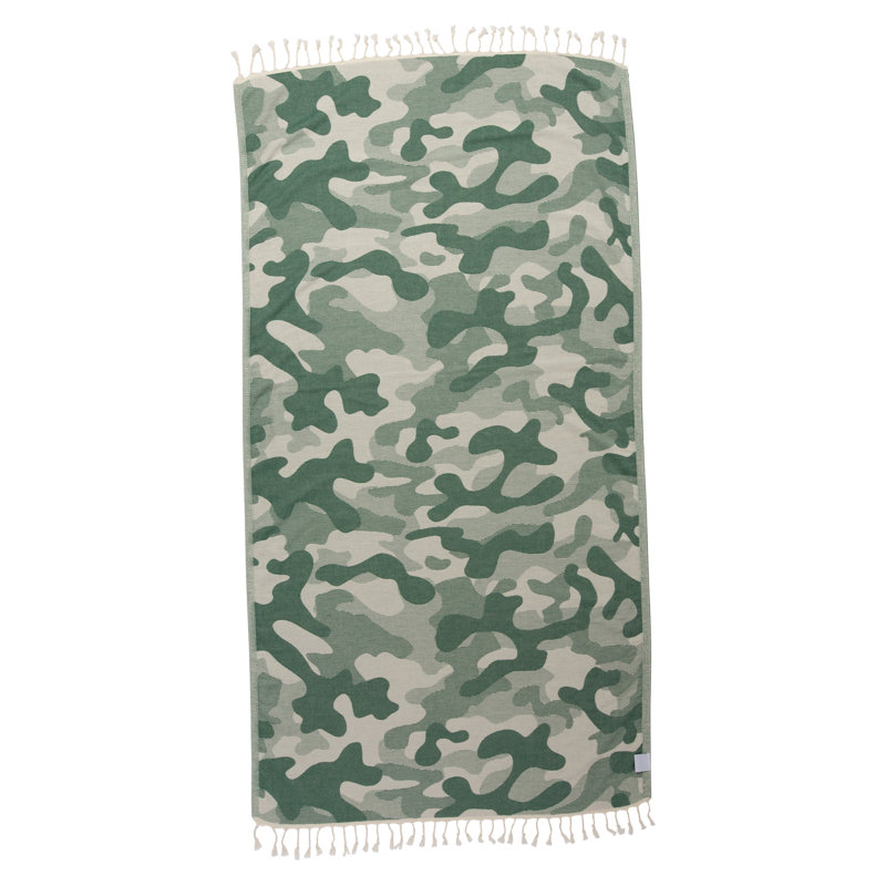  Serviette de bain camouflage en coton turc biologique, 66 po x 36 po, Vert