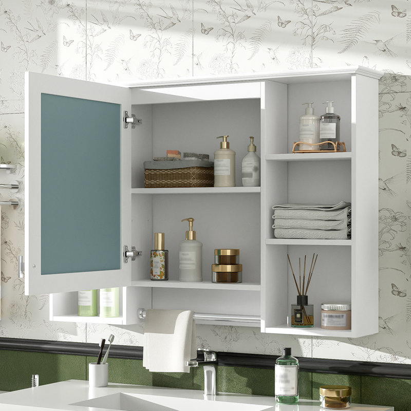 41‘’ Bathroom Storage Cabinet With High-Define Mirror, White