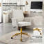 Chaise de bureau ergonomique à dossier moyen en velours côtelé avec base dorée et coussin en mousse viscoélastique-133599449-133599448