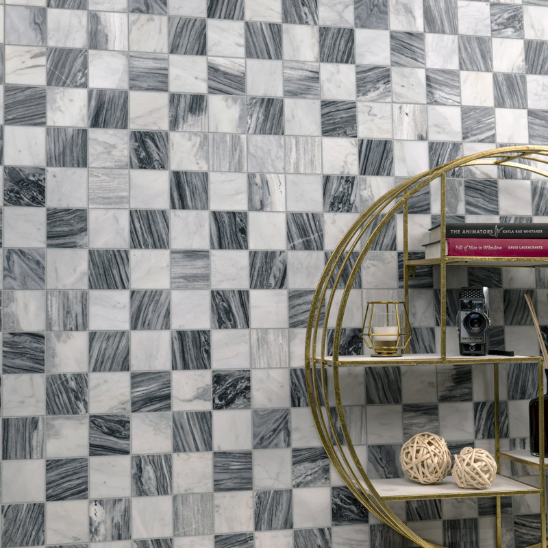 Avalon x 12 in. x 12 in. Polished Marble Mosaic Floor and Wall Tile