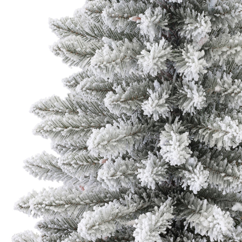 Sapin de Noël artificiel à flocage mince vert 9 pi avec 800 lumières claires / blanches Fraser