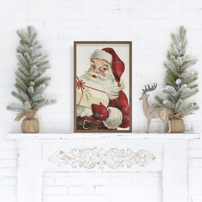 Père Noël avec livraison - blanc, H 16 po x l 10 po