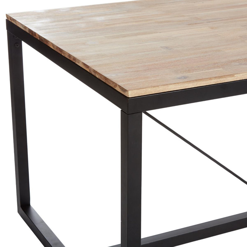 Teddy Acacia Solid Wood Top Metal Base Dining Table