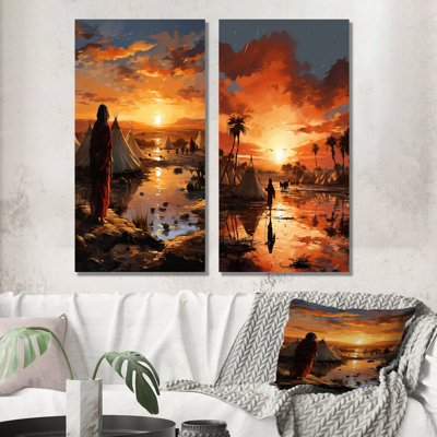 Tente sahraouie, paysage africain I - ensemble d'art mural sur toile paysage africain
