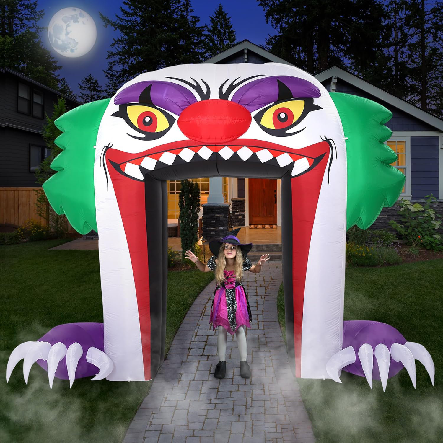The Holiday Aisle® 10 Ft Halloween Inflatables Clown Archway Outdoor ...