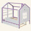 Structure de lit House avec lit gigogne escamotable, tablettes de rangement à queue et lumières DEL blanc froid-133671905-133671906