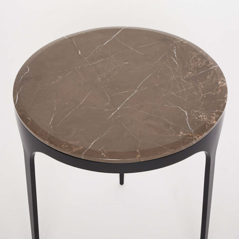 Camilla Marble End Table, Matte Black, Terra Brown, 22" H x 20" W x 20" D