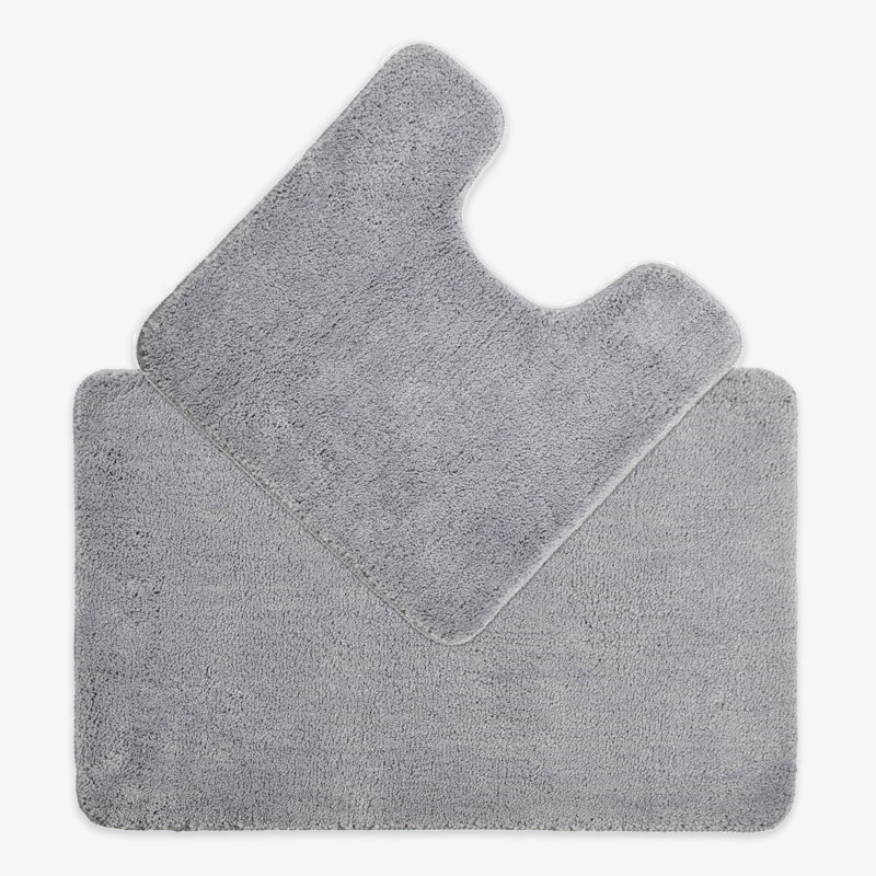 Allviya 2 Piece Bath Mat and Pedestal Mat Non Slip, Dove Grey