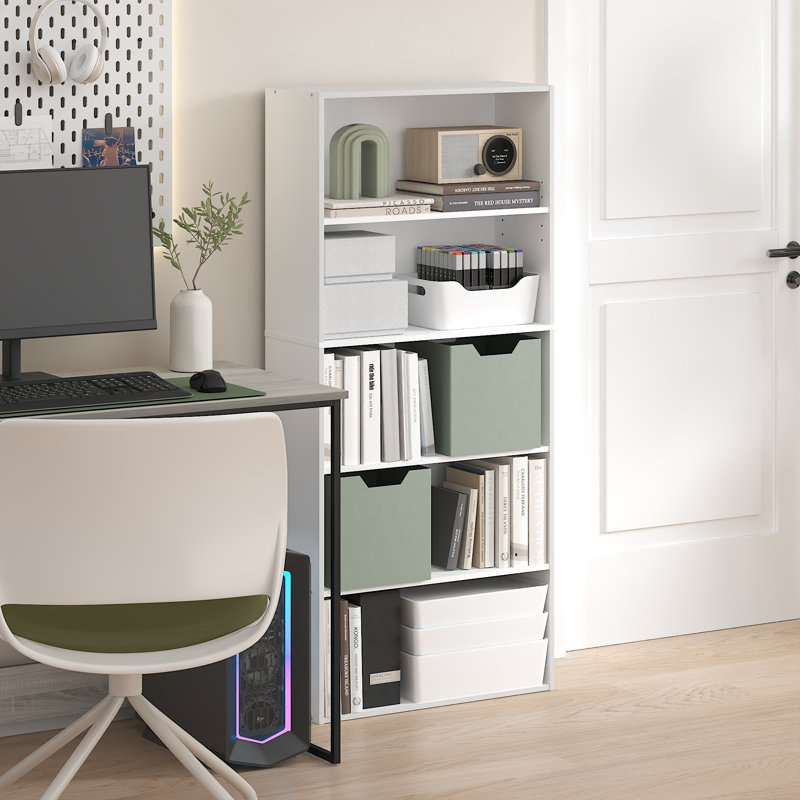 Étagère à livres à 4 niveaux avec tablette ouverte, 23,6 x 79,5 x 106,2 cm, idéale pour le bureau ou le salon, couleur pin ambré.