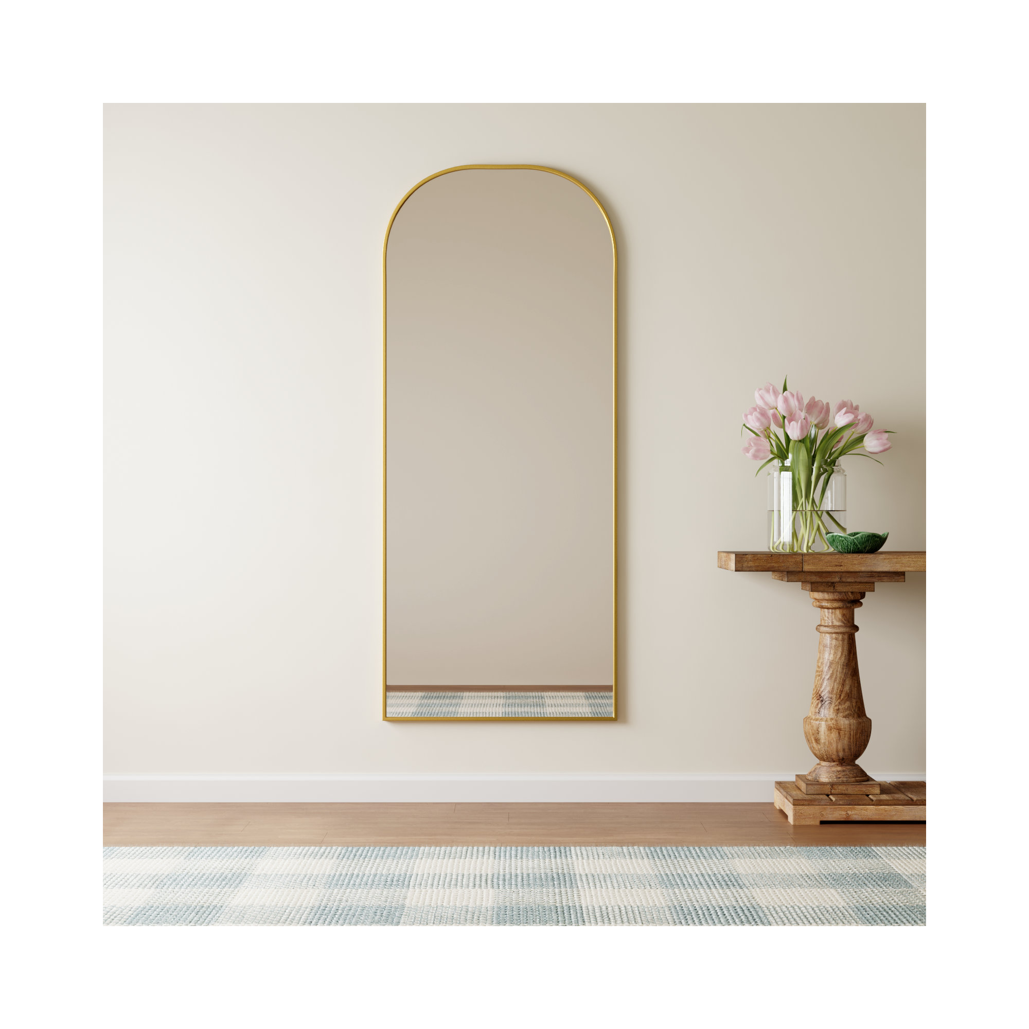 Sabine Metal Wide Arch Wall Mirror, Brass, 66" x 28"