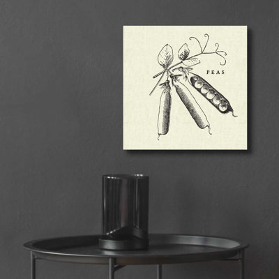 " Linen Vegetable BW Sketch Peas " by Studio Mousseau