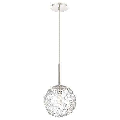 Barrington - 1 Light 10" Cord Hung Mini Pendant - Bulb Not Included -  Satin Nickel Finish