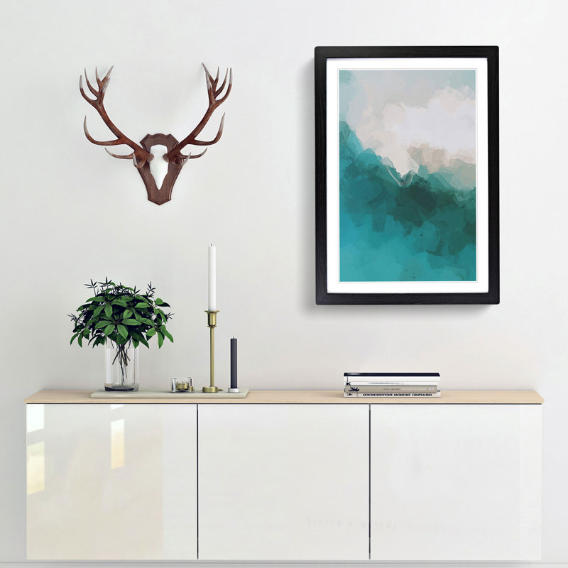 Beach Into the Ocean in Abstract - Picture Frame Graphic Art Print, 36cm H x 27cm W x 2cm D, Black Framed