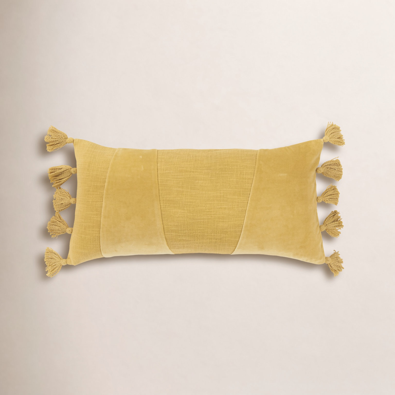 Legaspi Tassels Lumbar Throw Pillow, Yellow