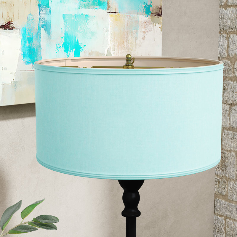 Abat-jour tambour en lin H 10 po x l 18 po (attache) de couleur bleue