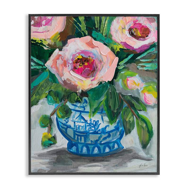 «Feeling Rosy Bouquet», estampe numérique, conception de Jeanette Vertentes, H 14 po x l 11 po, Giclée encadrée noir minuit