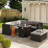 Ensemble de conversation modulaire pour 6 personnes avec foyer