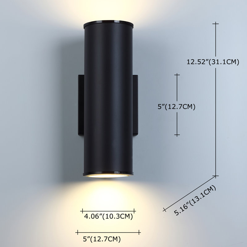 Zennor Matte Black 31.8cm H Integrated LED Outdoor Armed Sconce