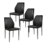 Faux Leather Solid Back Dining Side Chair With Stable Steel Legs, Set Of 4