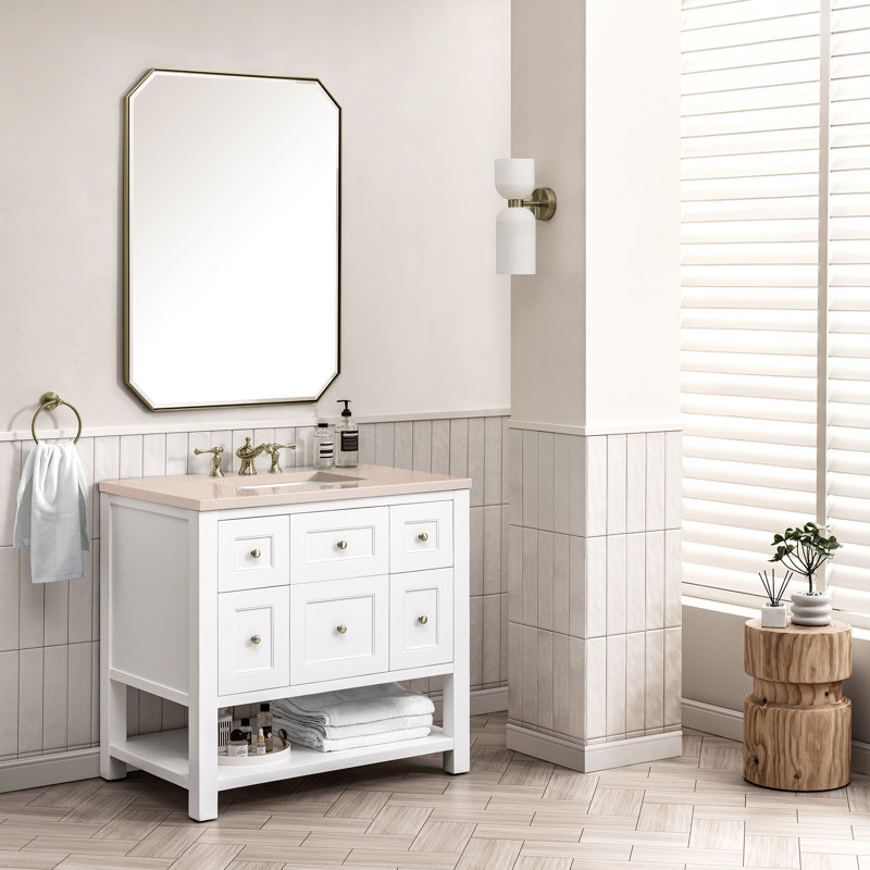 Breckenridge 36'' W Single Vanity, Bright White, White Zeus, 8" Widespread