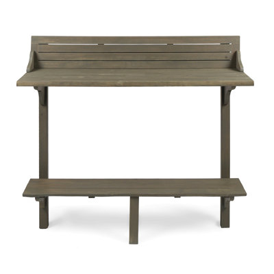 Outdoor Acacia Wood Balcony Bar Table, Gray Finish