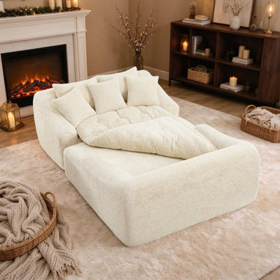 Upholstered 65.3 " Chenille Sleeper Sofa