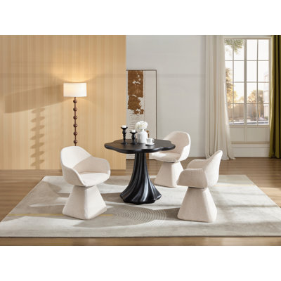 Table de salle à manger ronde moderne noire de 37 pouces, table d'appoint en fibre de verre en forme de fleur, design Mid-Century contemporain pour une utilisation polyvalente