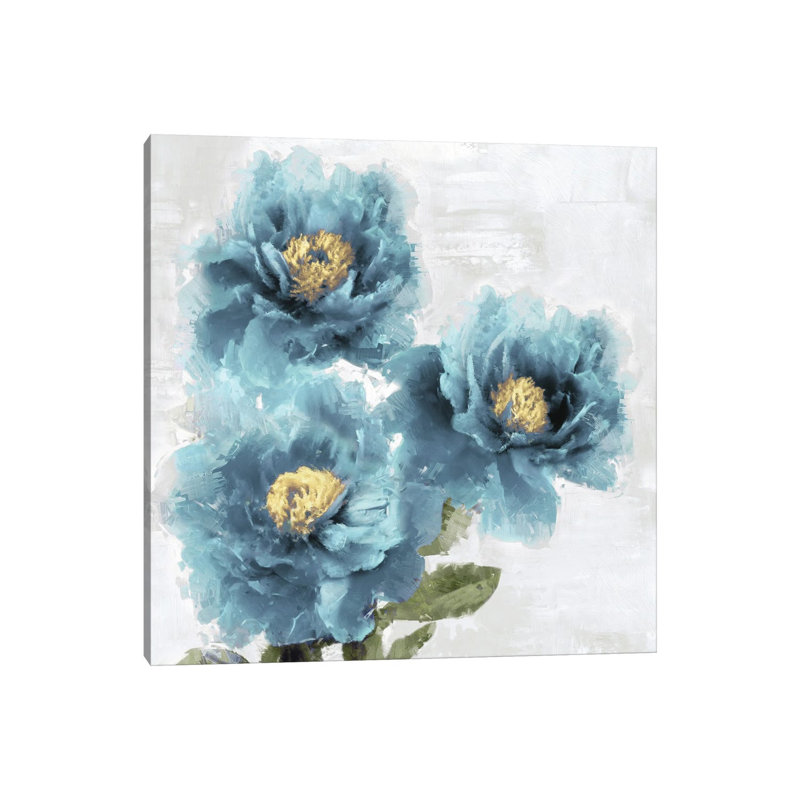 Blue Bloom I by Jesse Stevens - Wrapped Canvas Painting, 30.48 cm H x 30.48 cm W