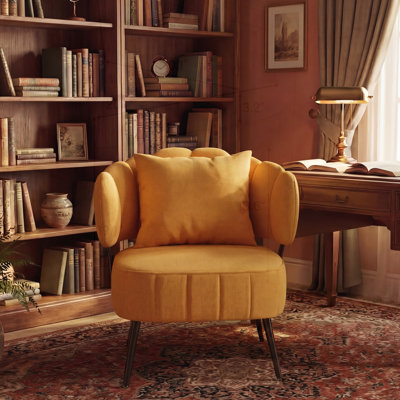 Comfortable Chenille Tub Chair with Spring Seat Cushion and Slipcover, Ideal for Small Bedrooms and Reading Corners