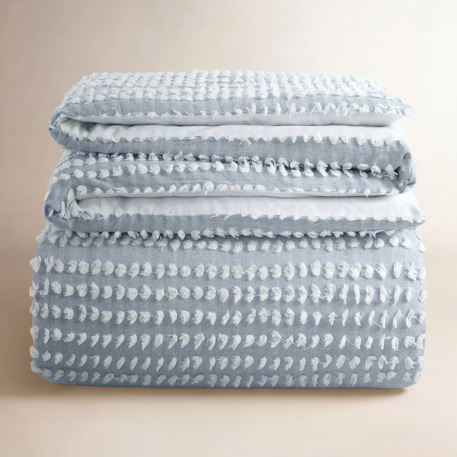 Blinn Cotton Duvet Cover Set, Denim Blue, Queen Duvet Cover + 2 Standard Shams