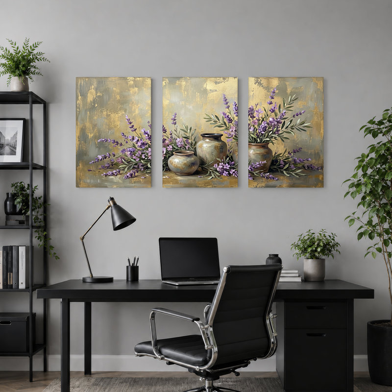 Ensemble de 3 bocaux mauves lavande mauve et olives en terre, 36"H x 24"W x 3pcs