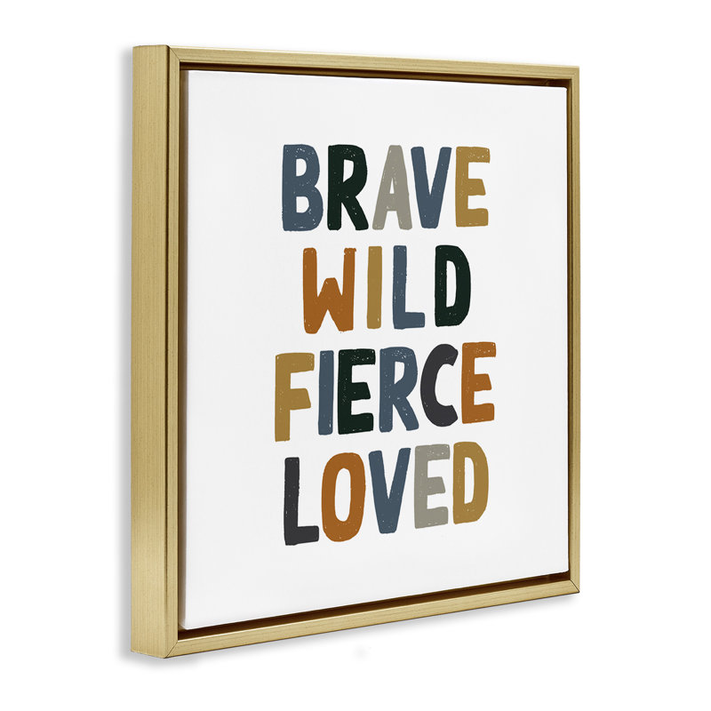 Brave sauvage féroce inspirant, H 18 po x l 18 po, Cadre flottant métallique doré