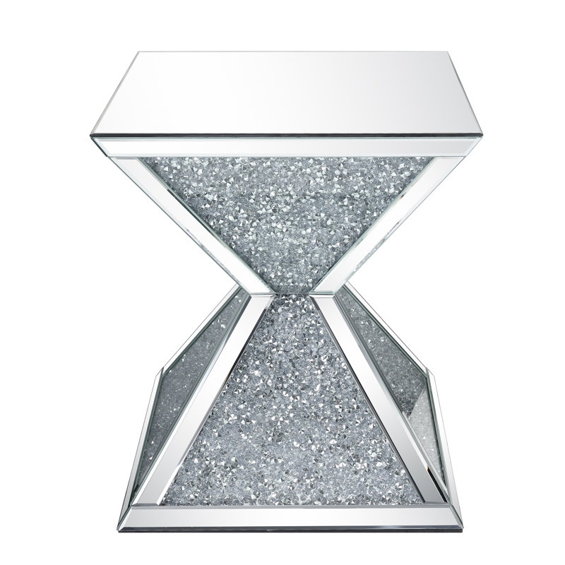 Maycee Mirrored Glass Top End Table