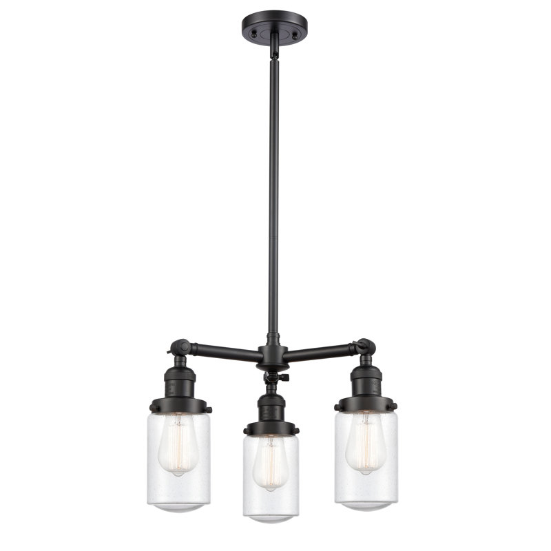 Lustre de globe de style bougie 3 lumières Saroyan, Grainé, Cuivre antique, Ampoule non incluse