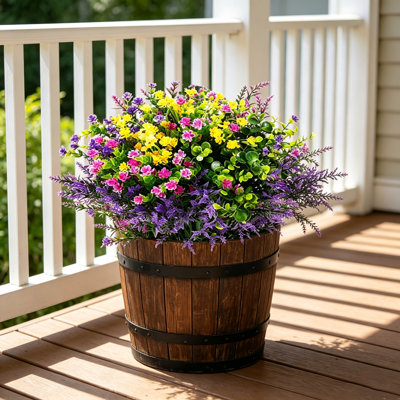 Artificial Flowers Mixed Color Outdoor UV Resistant Fake Plants Flowers for Home Garden Porch Planter Window Box Decor