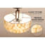 Plafonnier semi-encastré 3 lumières Dove Alysa Alysa 15, abat-jour coquillage + diffuseur en verre, finition bronze huilé