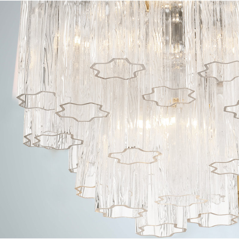 Lustre à niveaux Arras, H 13,75 po x l 17,75 po x P 17,75 po, Chrome poli, Blanc cassé