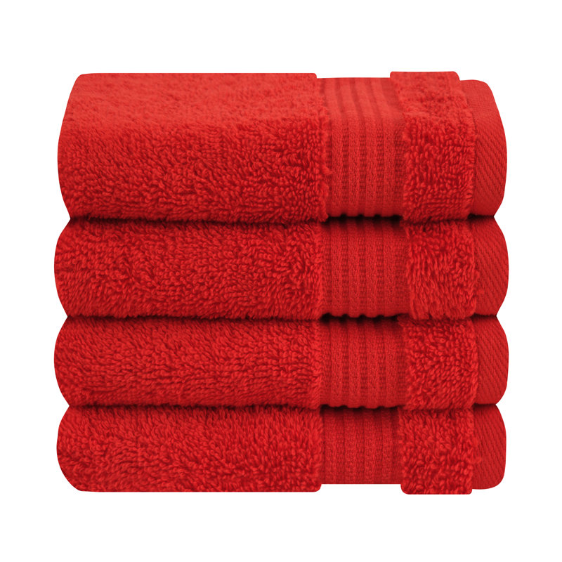 100% Cotton Turkish  Washcloth Set, 4 Piece Soft, Absorbent Wash Rag Small Towels, Red