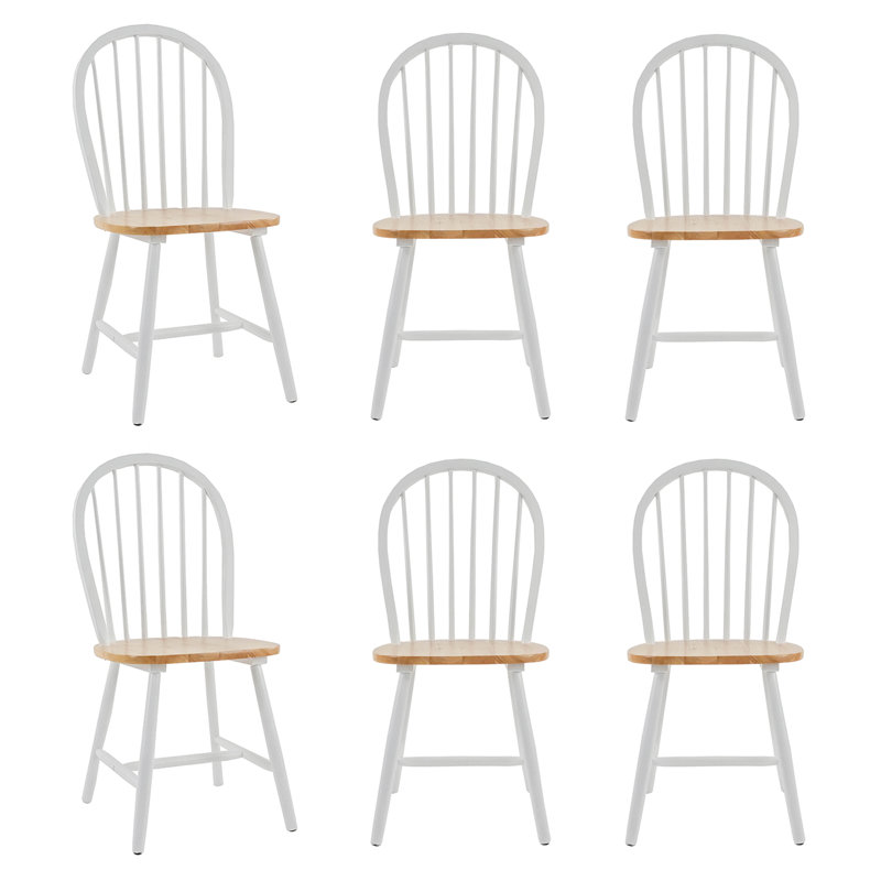 Solid Wood Dining Chairs With Slat Back, Farmhouse Side Chair For Ktichen/Dining Room, Natural/White