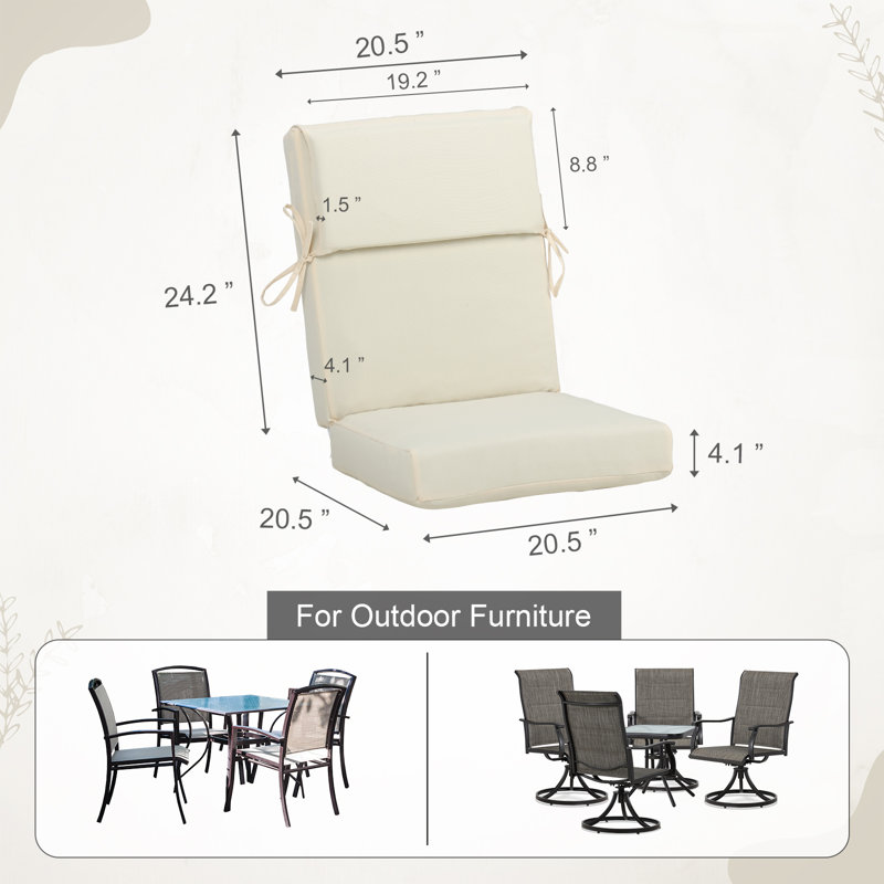 Outdoor Chair Cushion Set of 4, Beige