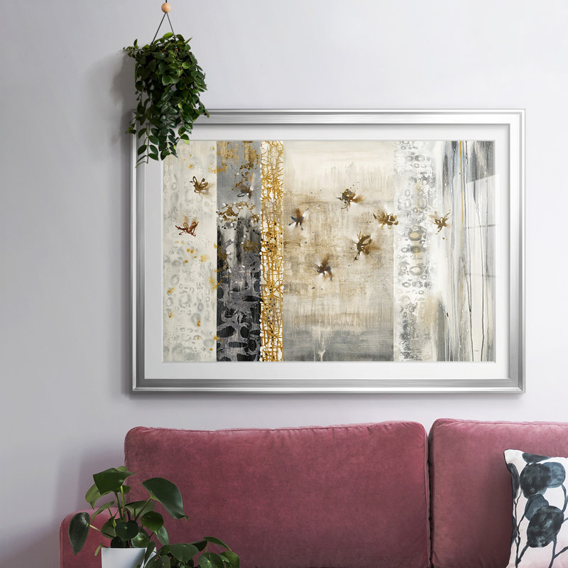 FarFalla lustré encadré avec cadre biseauté et verre, Argent, H 27 po x l 39 po x P 1,5 po