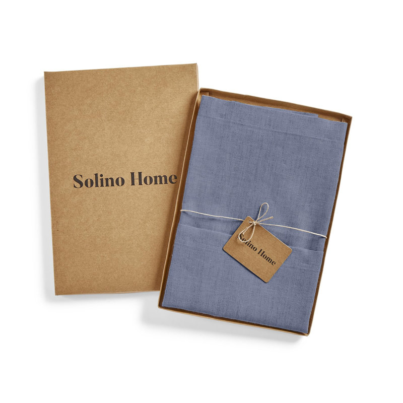 Tablier 100% lin bistro, Dusty Blue / White