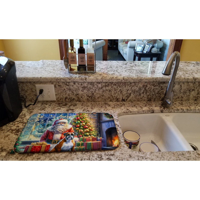 Boxer and Santa Claus Dish Drying Mat