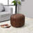 Solid Handmade Leather Round Pouf (Recycled Foam with Fibre Fill)-1063948529-1063948528