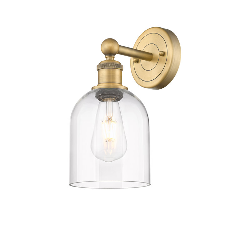 Allysson Steel Armed Sconce, Clear, Brushed Brass
