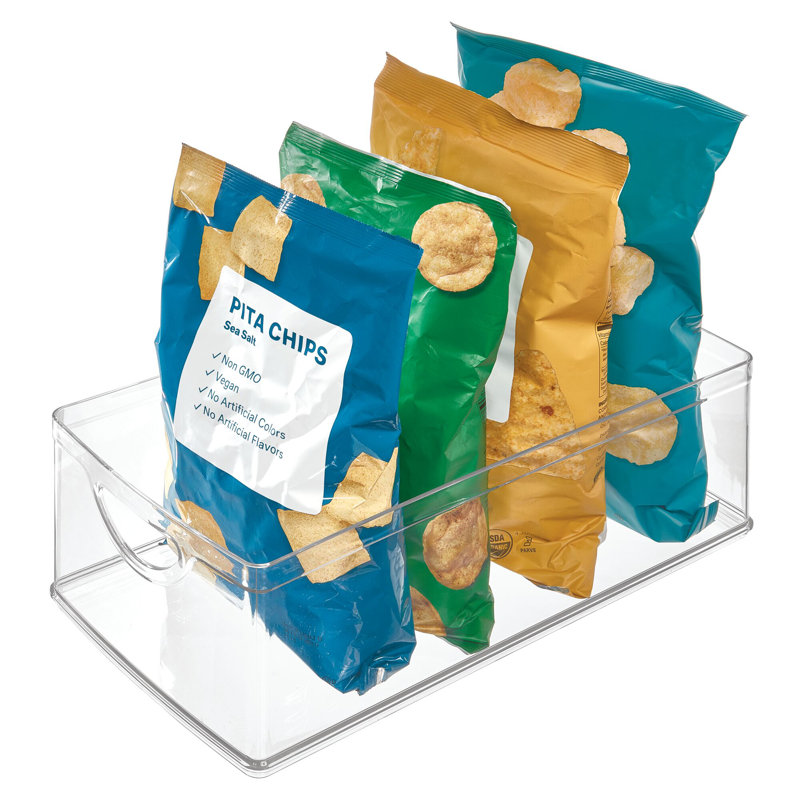 Bac de rangement en plastique recyclé avec poignées intégrées iDesign - 16 po x 8 po x 5 po, bac transparent