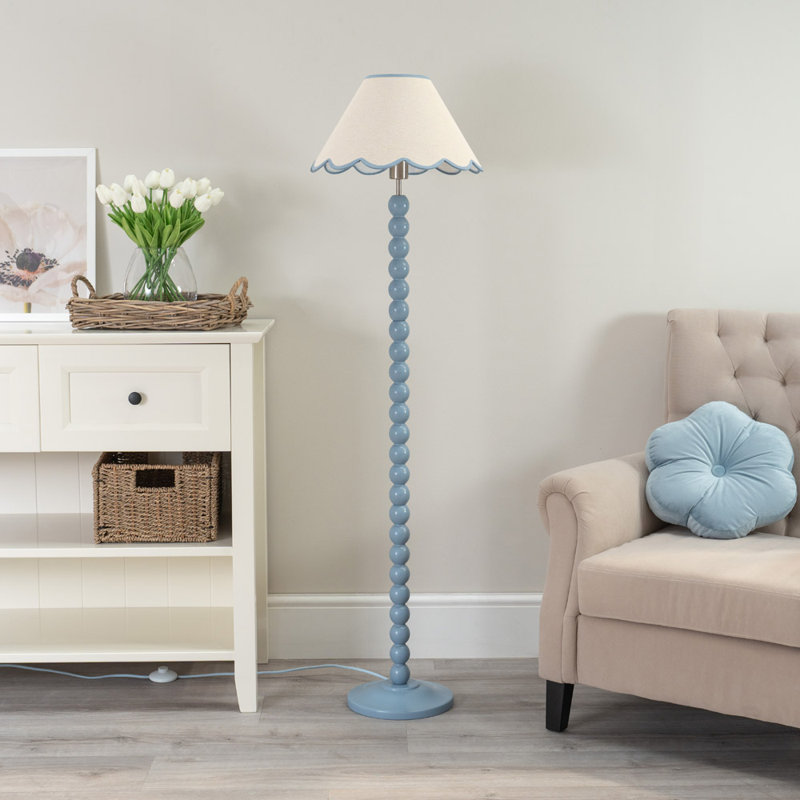 Bobbles 144cm Traditional Floor Lamp, White/Blue, Powder Blue
